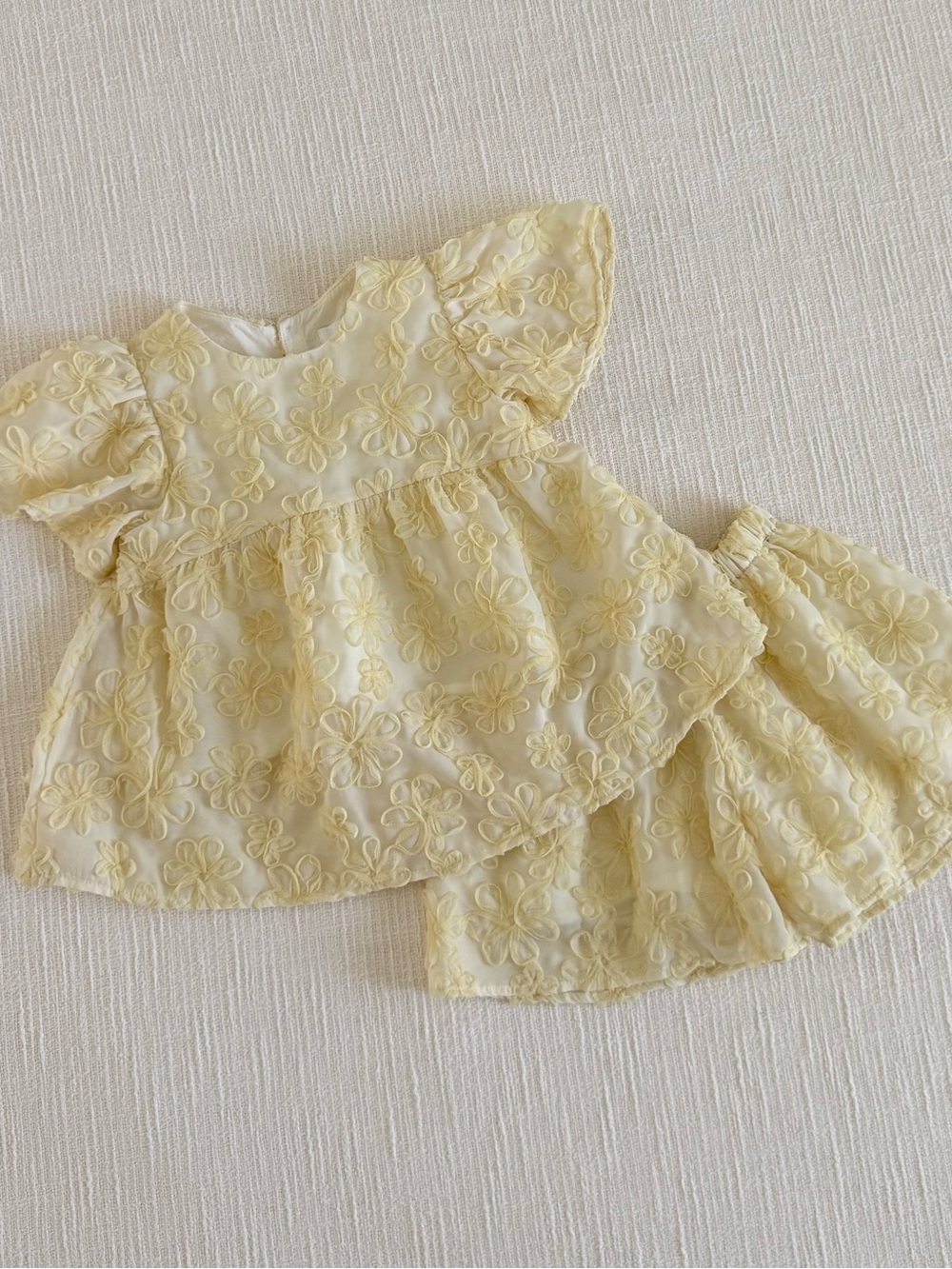 Zara Yellow Floral Embroidered Kids Matching Set